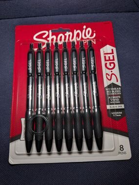 Sharpie S-Gel Pens - Black, Medium 0.7 mm - 8 count - NEW